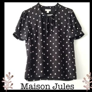 ♥️ $  3/$15 Maison Jules:Size:M/ Black Heart Blouse